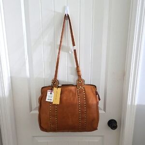 Elegant Tan Studded Shoulder Bag